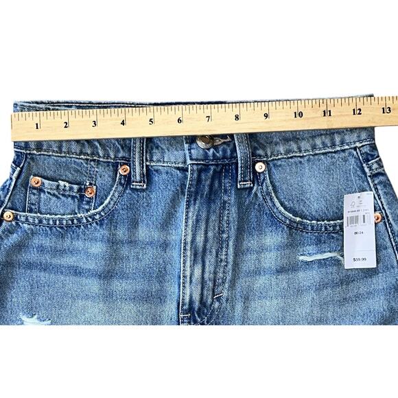 Gap Light Wash Raw Hem 100% Cotton Denim Mini Skirt 00X24 (15X24) - Picture 2 of 7